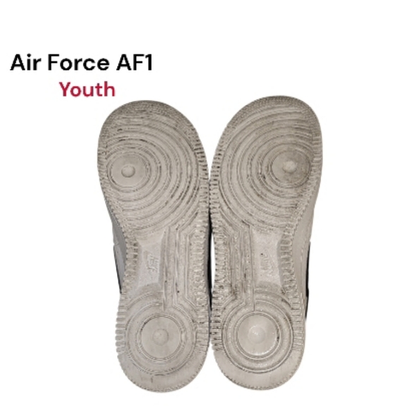 Nike Air Force One AF1 Leather Athletic Tennis Shoe Sneaker White Black YOUTH 7 - Picture 3 of 8